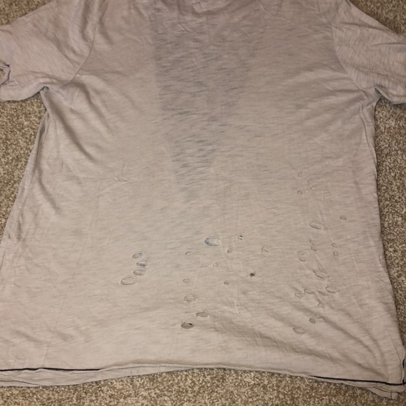 EUC graphic cut out t shirt with deep V neck with mesh in front - Picture 2 of 2